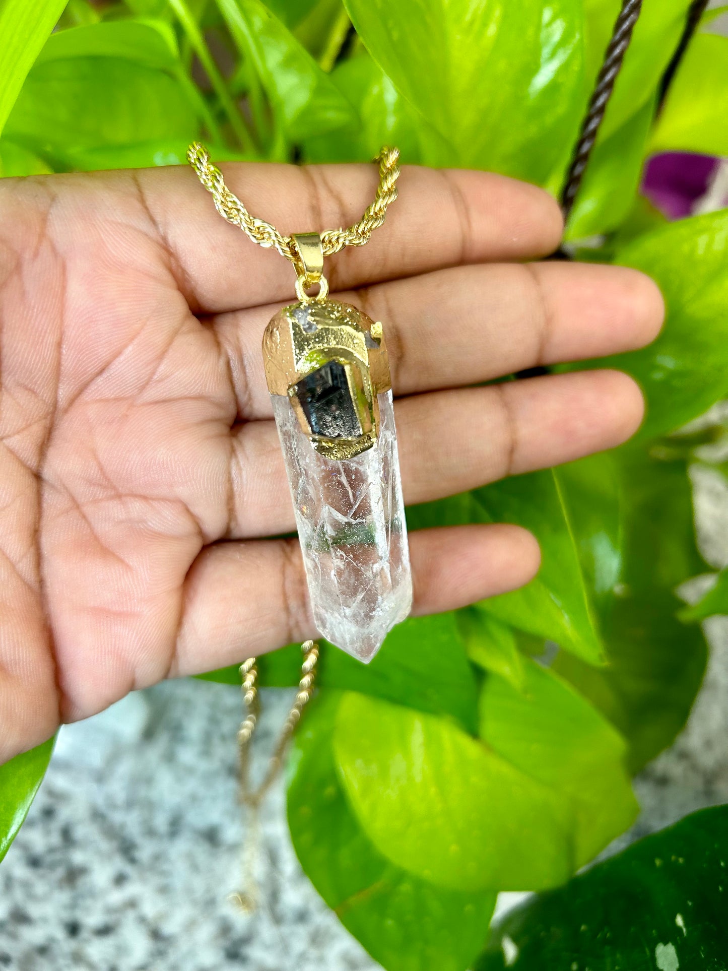 Clear Quartz and Tourmaline necklace