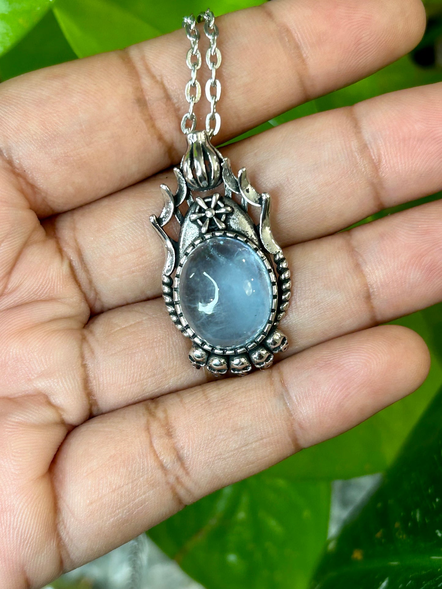 Antique Silver Aquamarine Necklace