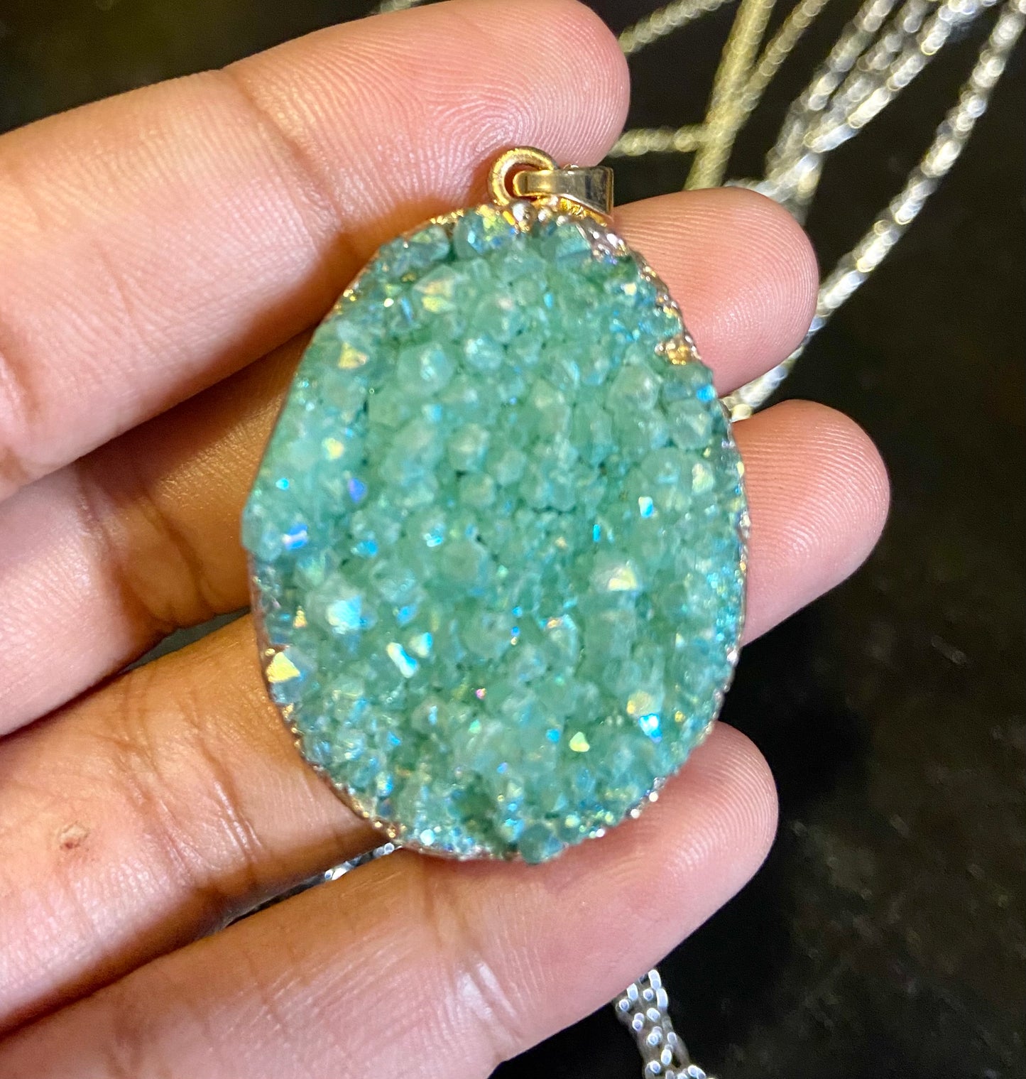 Druzy Aura Quartz Necklace