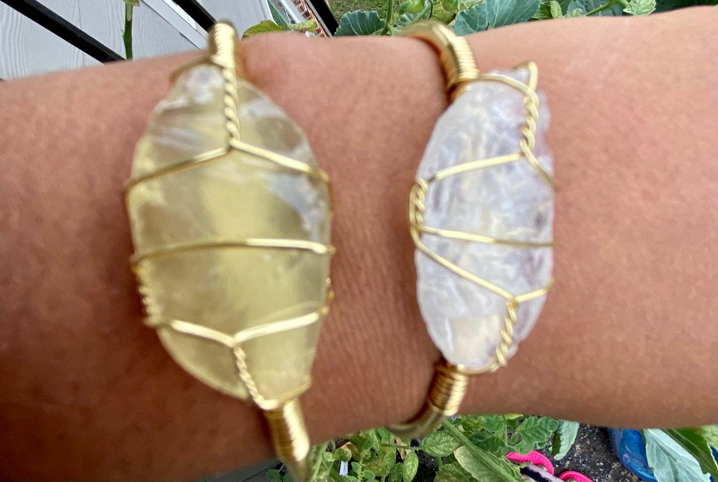 Raw crystal bangle