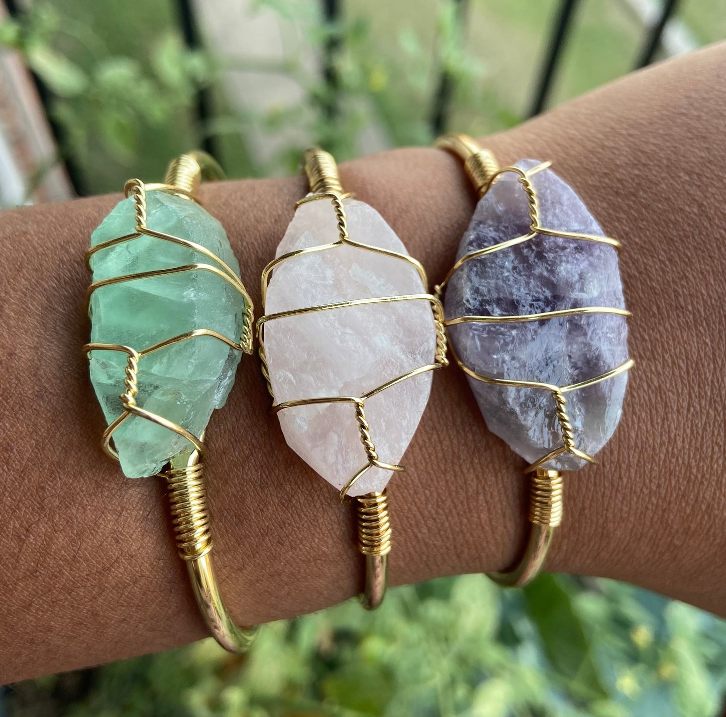 Raw crystal bangle