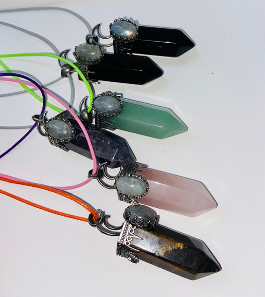 Titanium Faceted Crystal Point Necklace