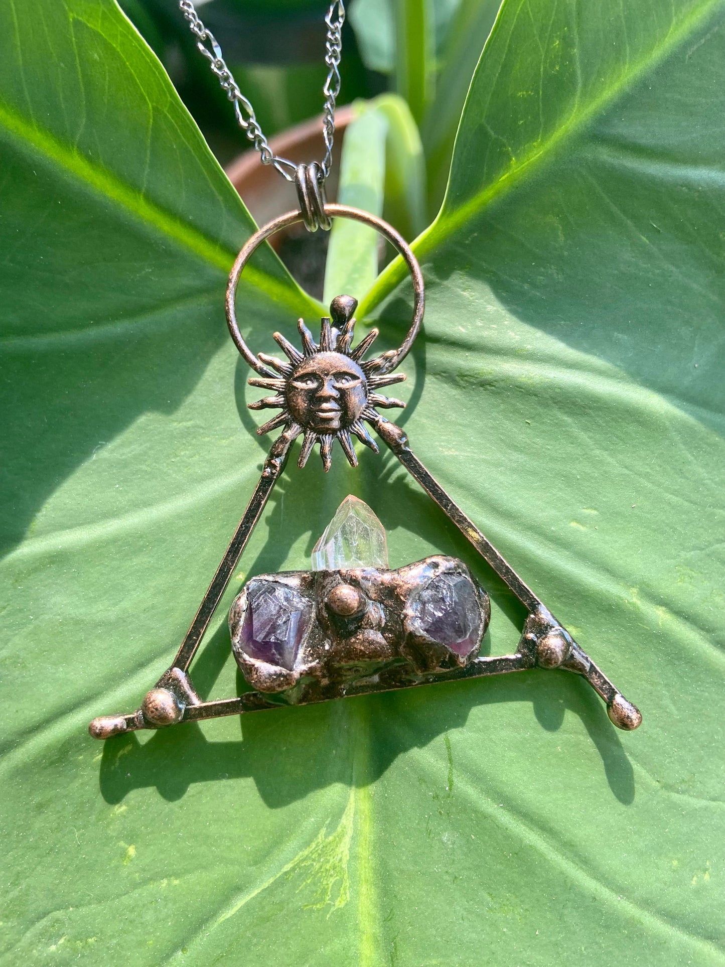 Bohemian Sun Triangle Necklace