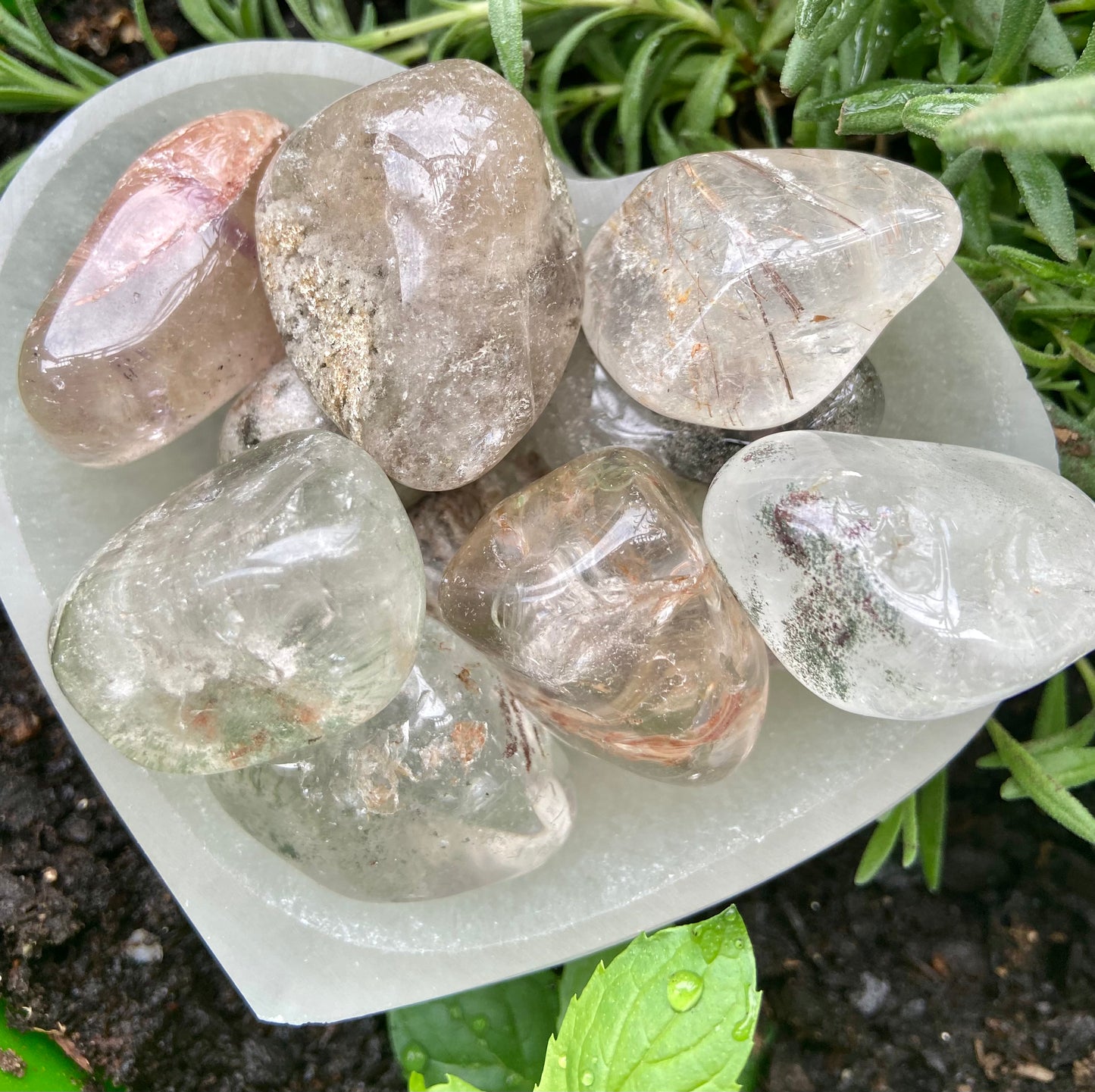 Garden Quartz (lodolite) Tumbles