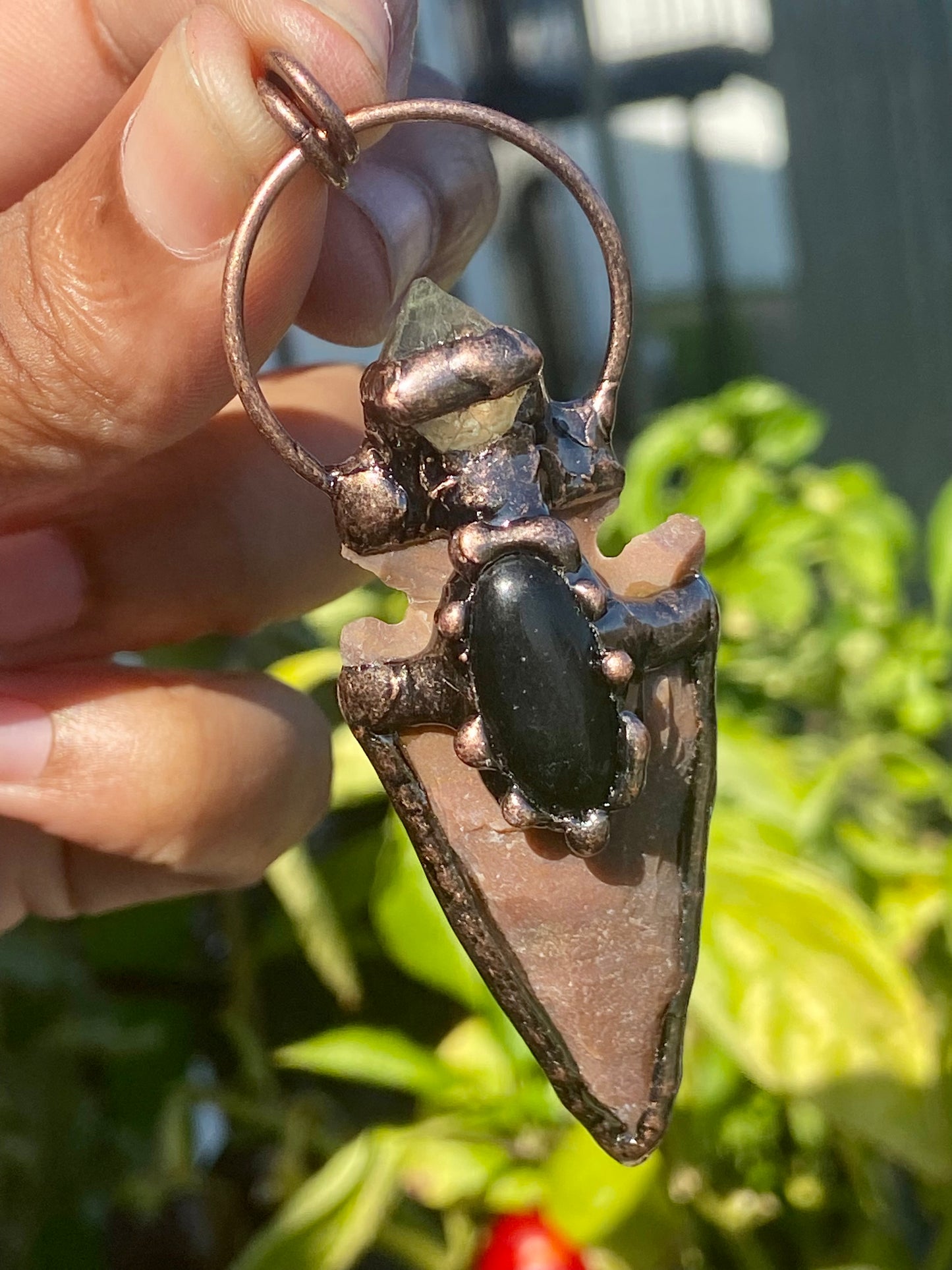 Brown Aragonite Arrow head necklace