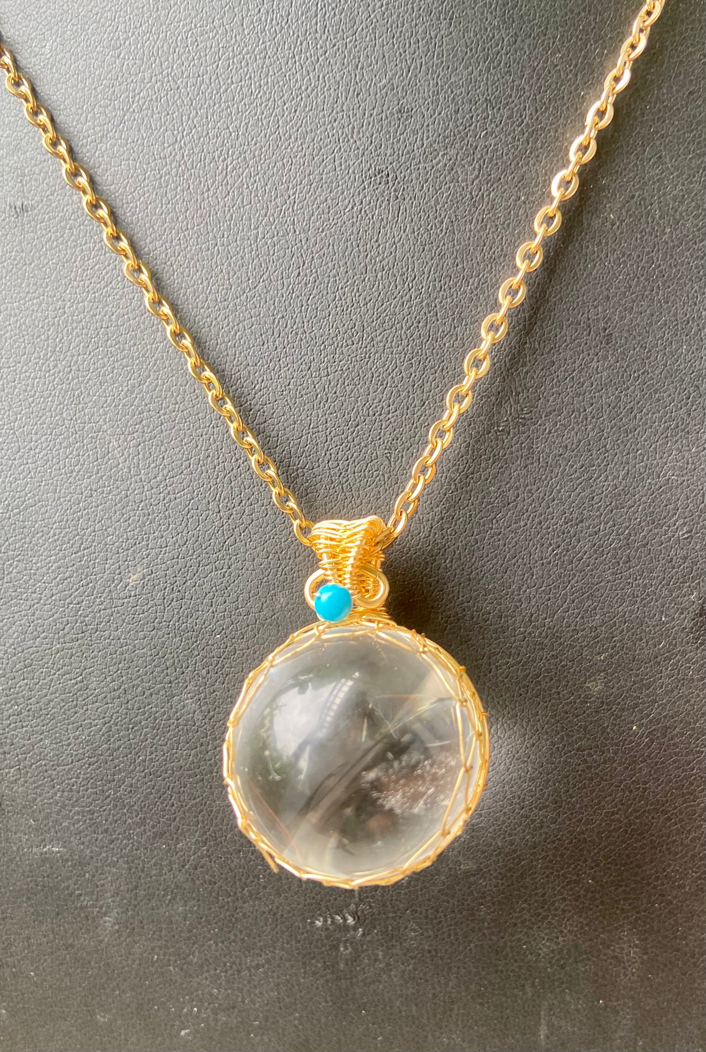 Clear Quartz Crystal Sphere Necklace