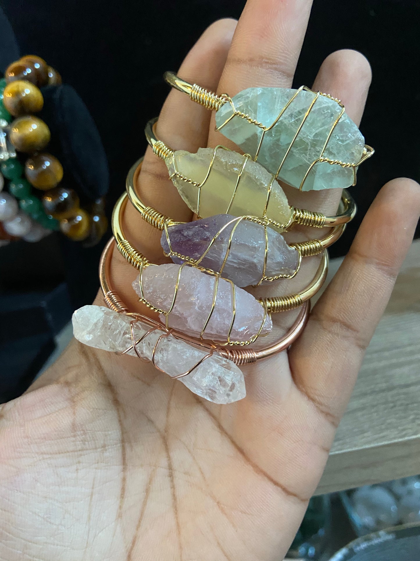 Raw crystal bangle
