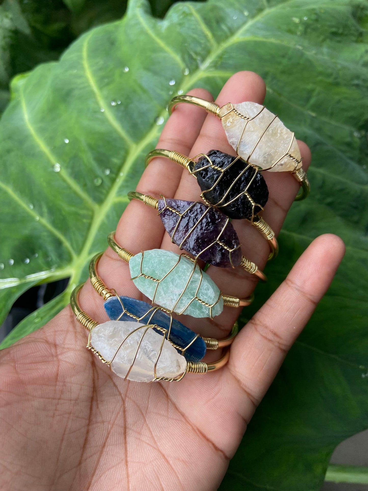 Raw crystal bangle