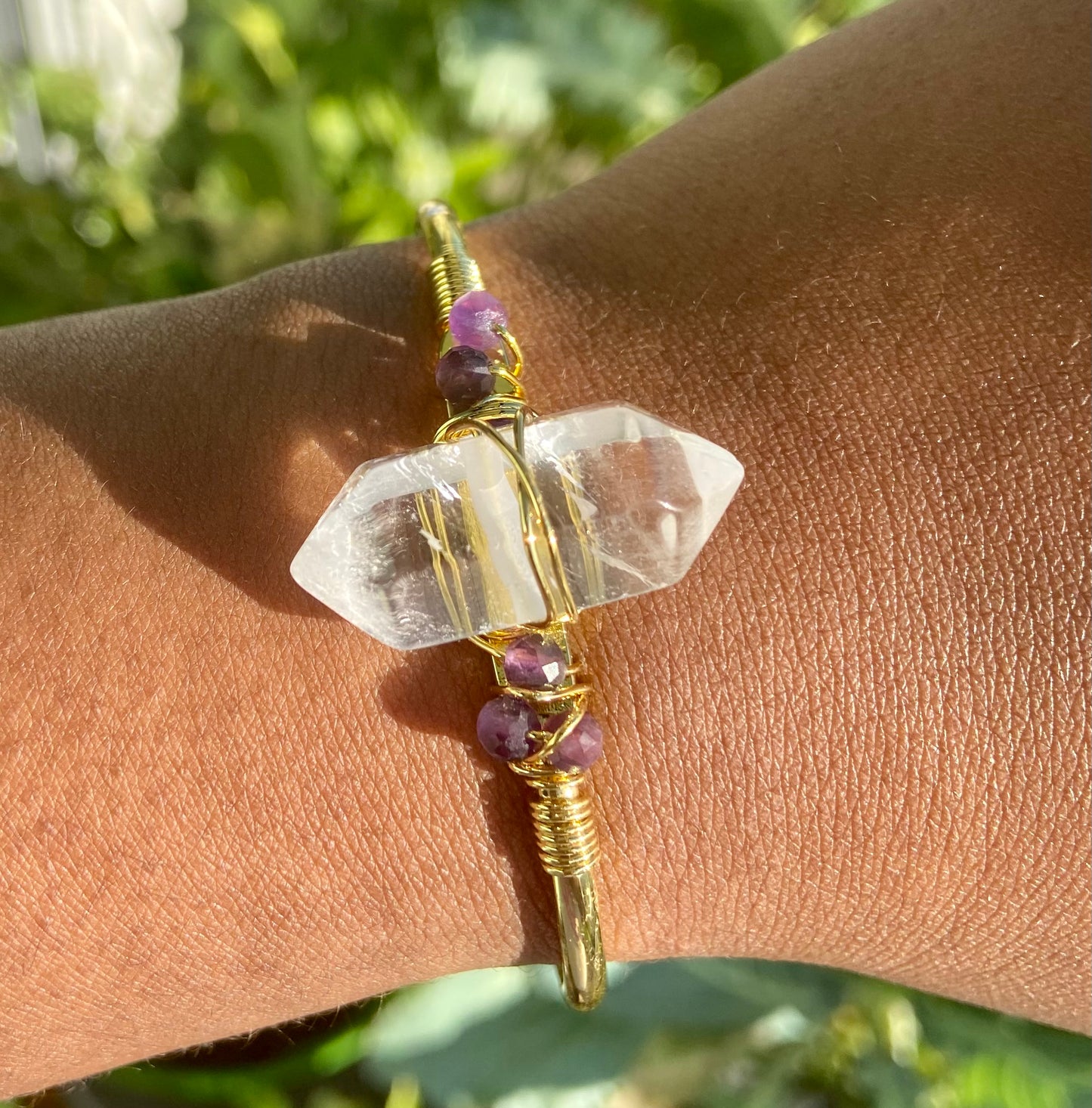 Raw crystal bangle