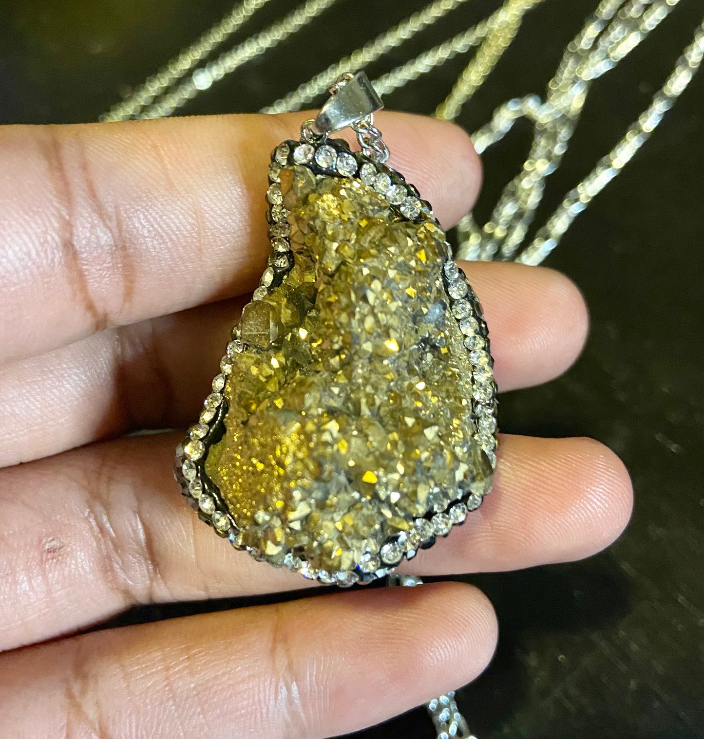 Druzy Aura Quartz Necklace