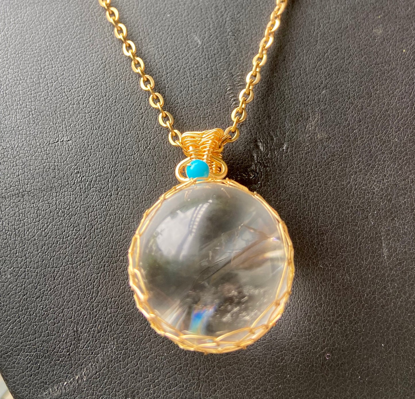 Clear Quartz Crystal Sphere Necklace