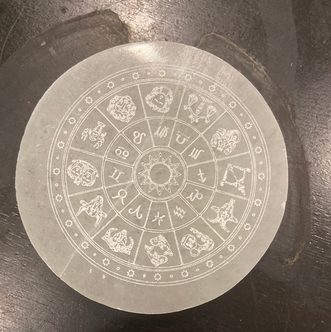 Selenite Zodiac Plate