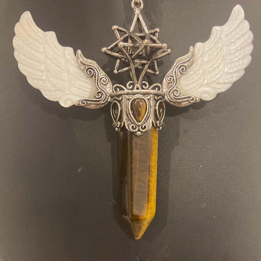 Winged Crystal Point necklace