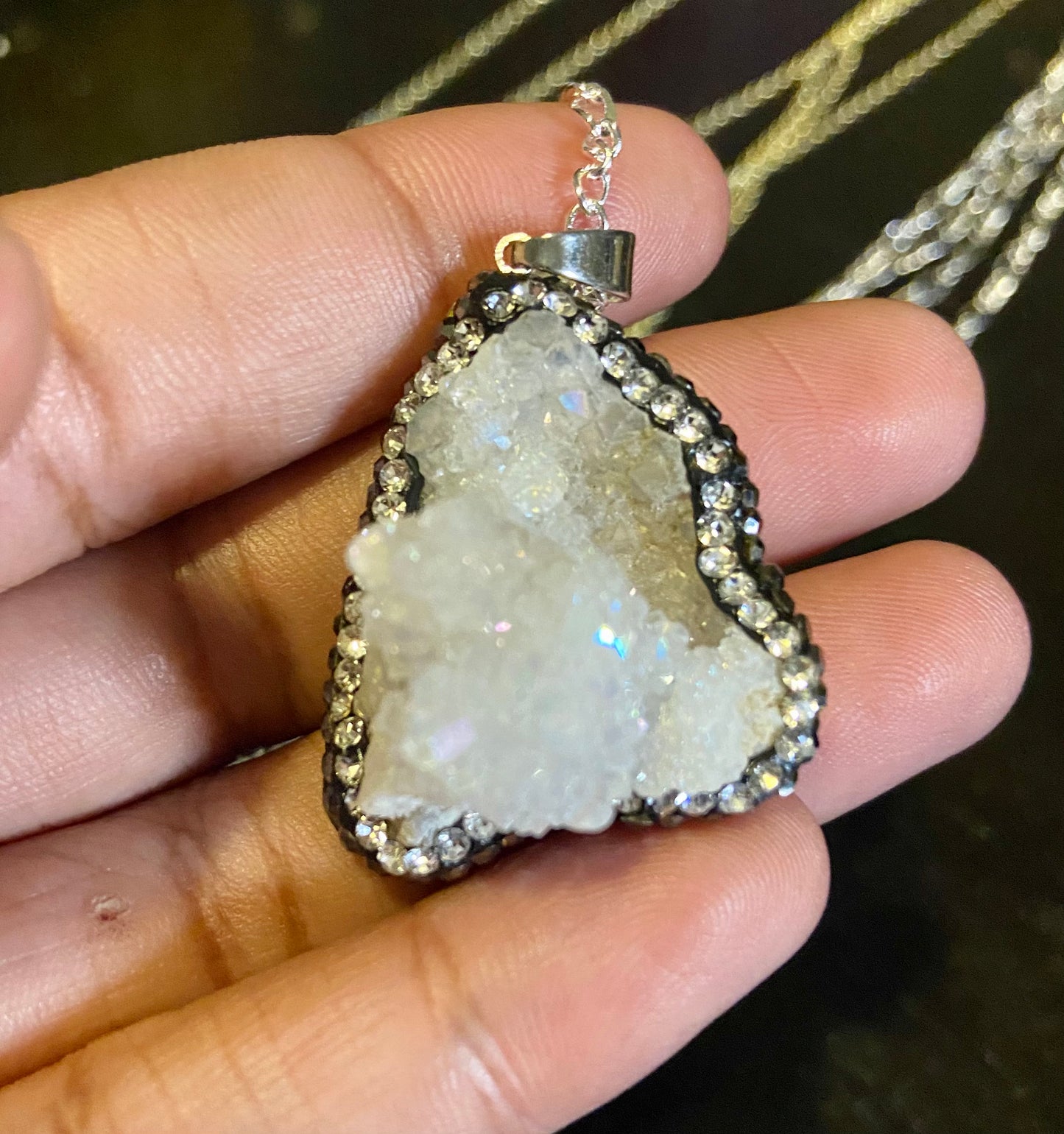 Druzy Aura Quartz Necklace