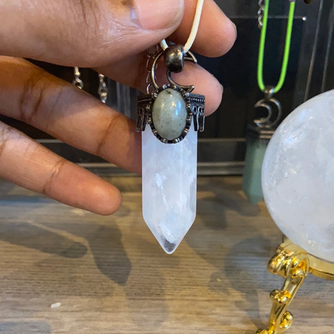 Titanium Faceted Crystal Point Necklace