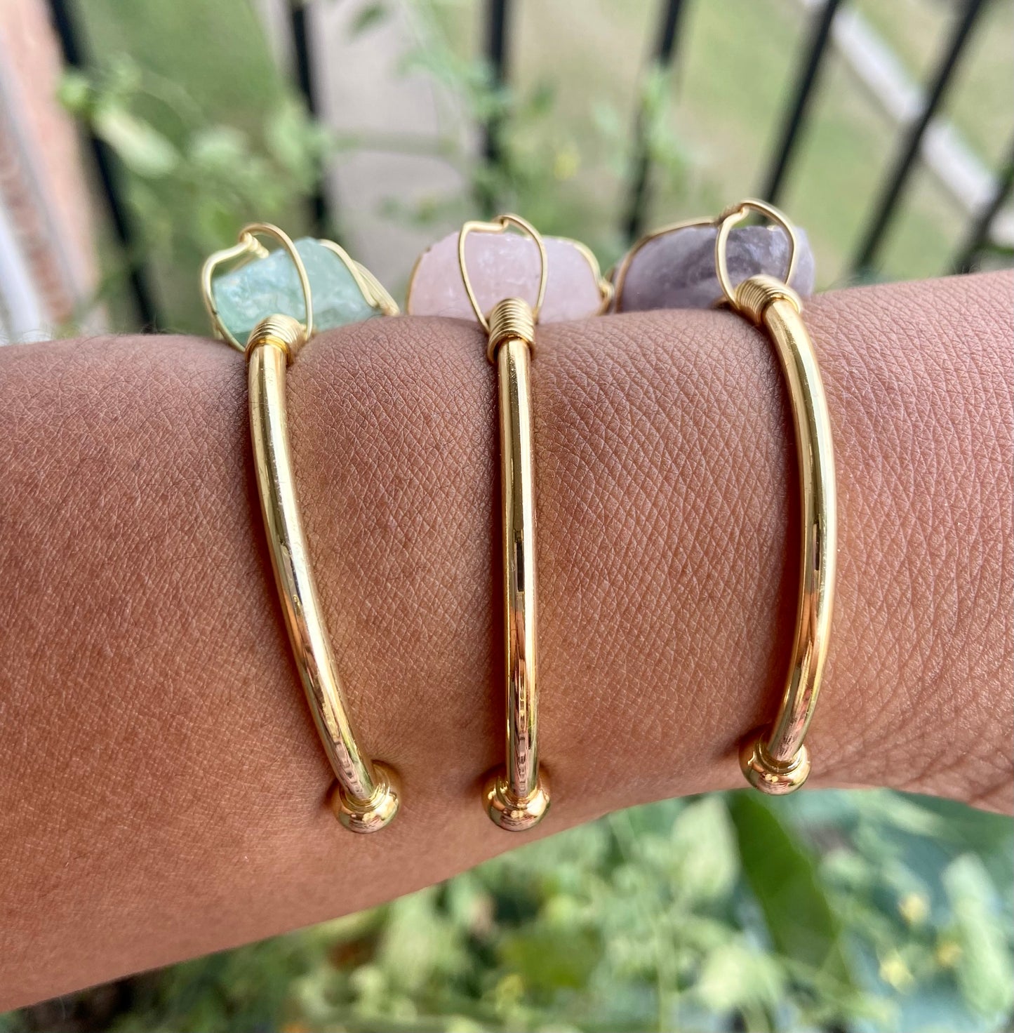 Raw crystal bangle