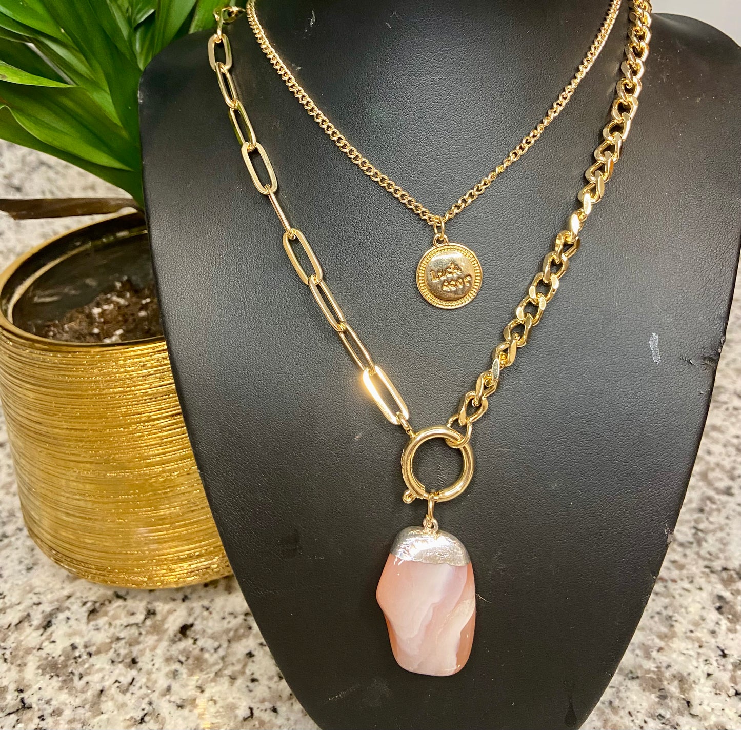 Tumbled stone necklace