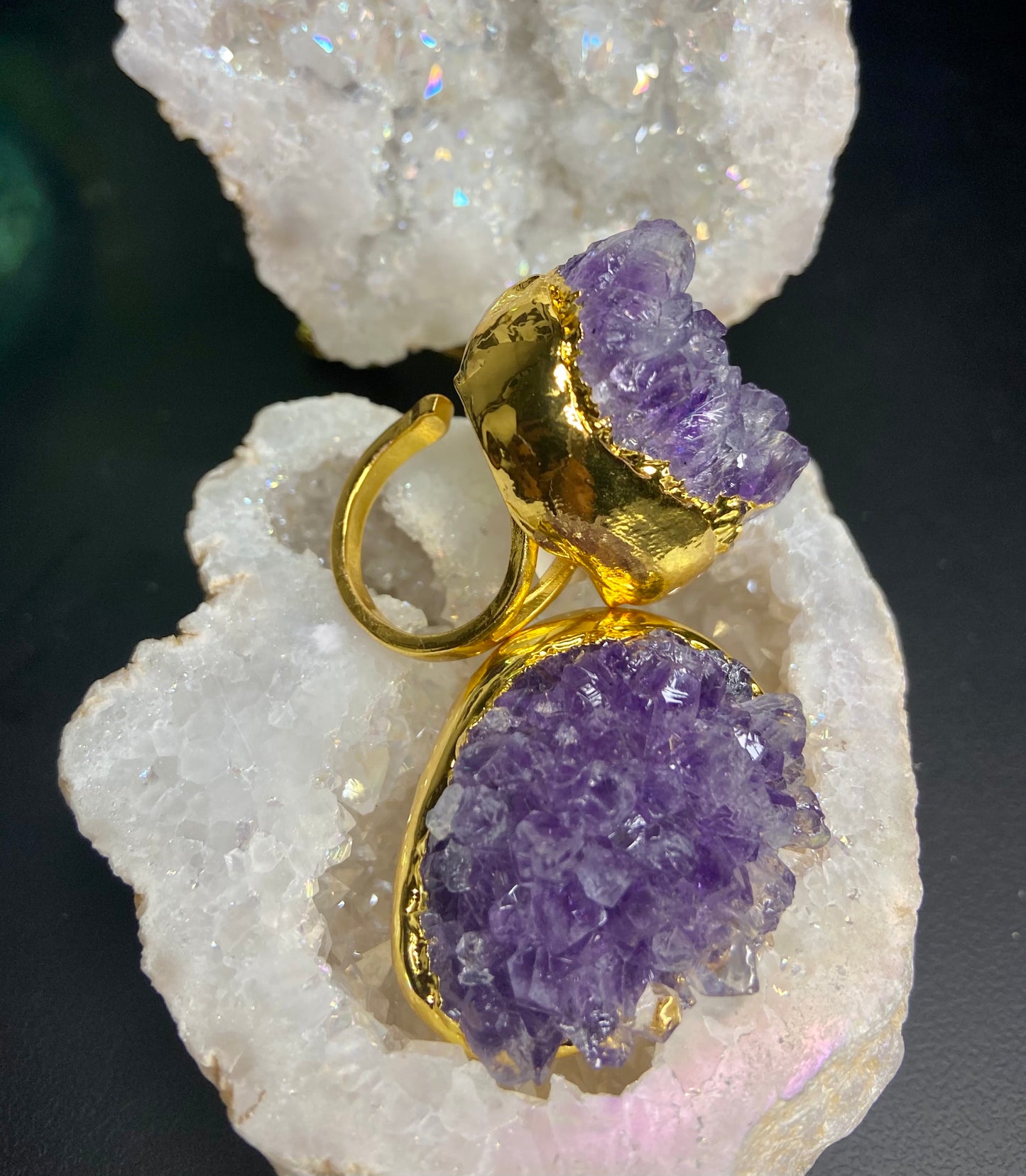 Large Amethyst Geode ring