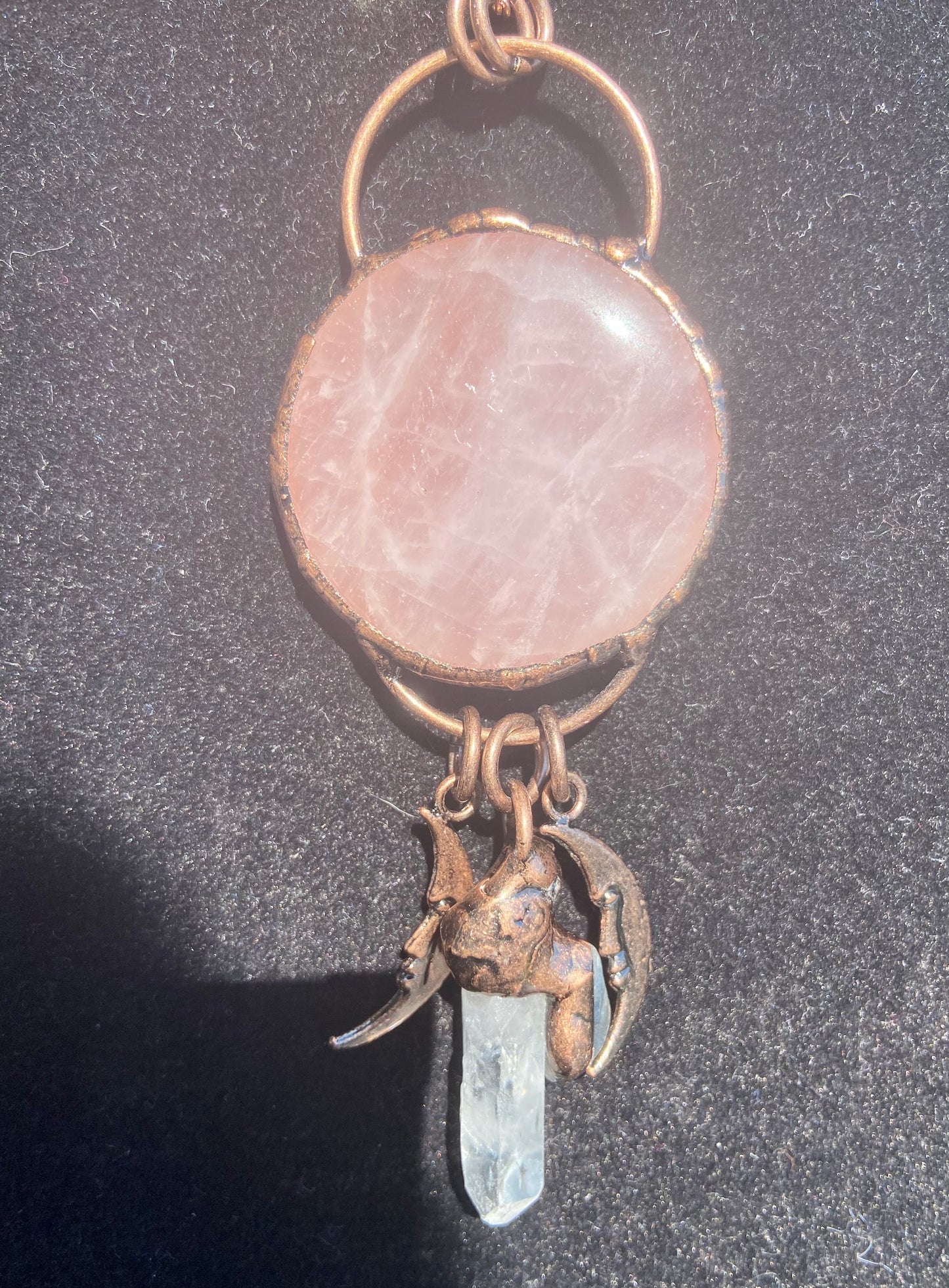 Rose Quartz sun and moon necklace