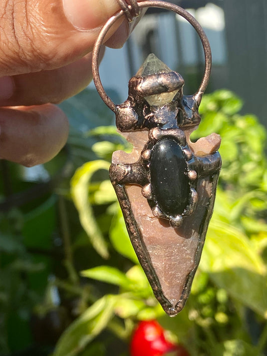 Brown Aragonite Arrow head necklace