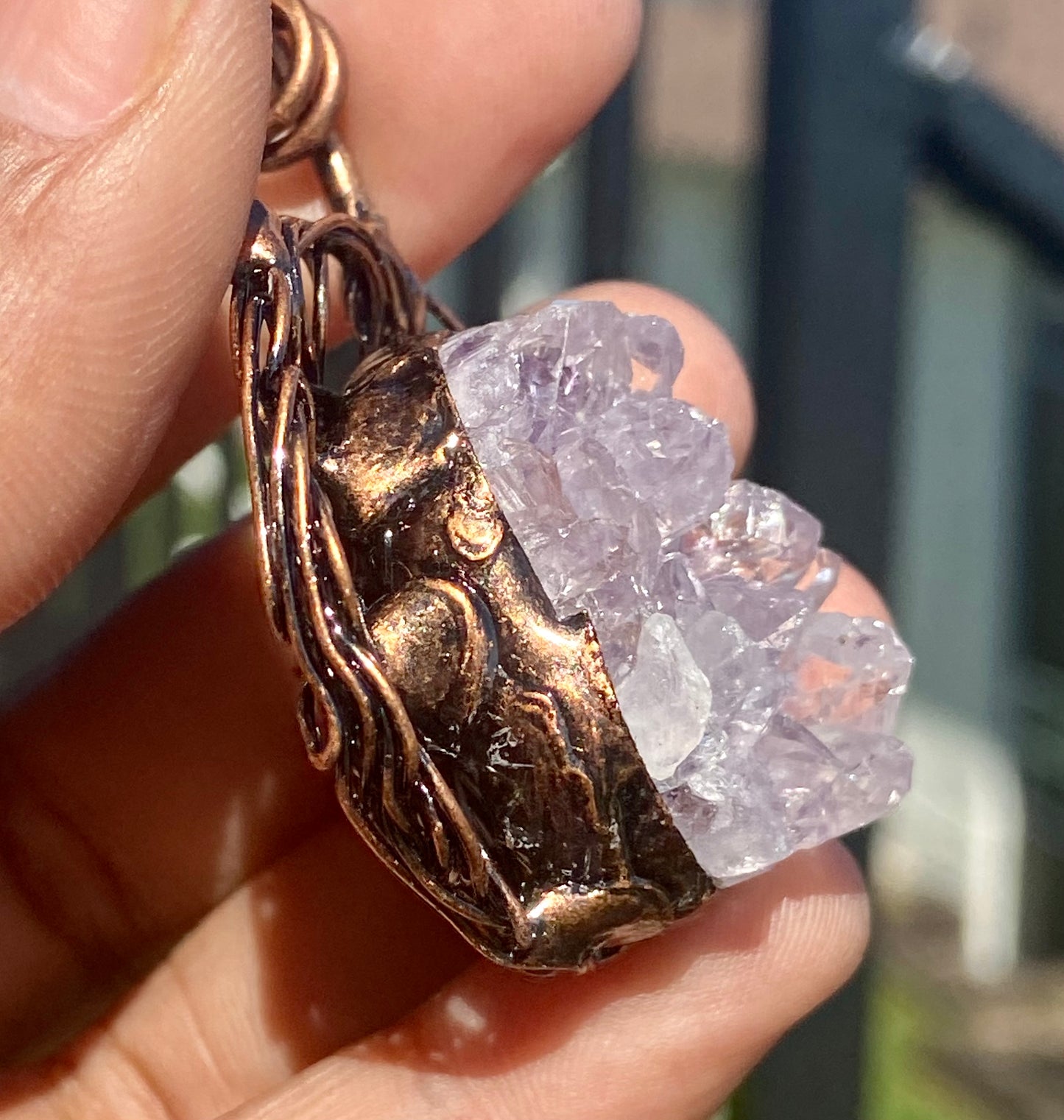 Amethyst Geode wire necklace